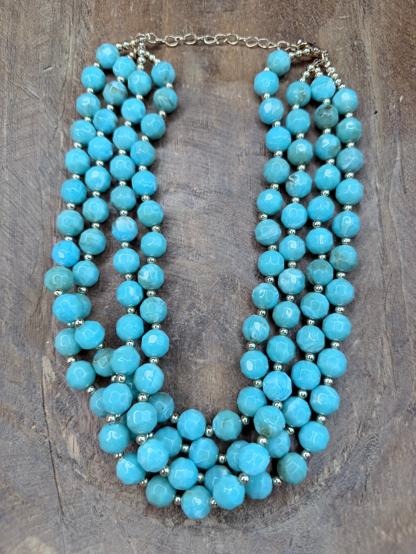 Layered Blue Acrylic Marbled Necklace