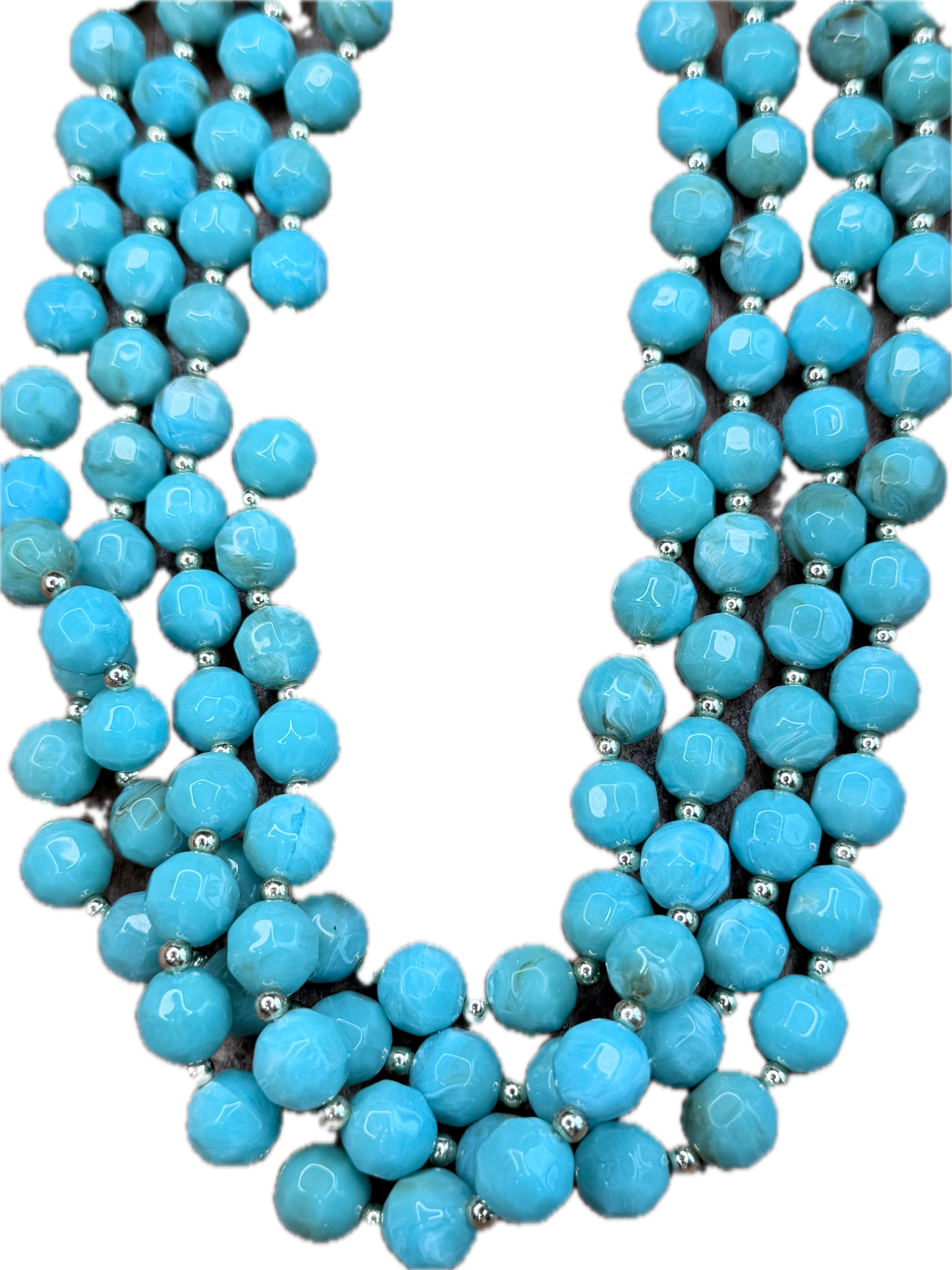 Layered Blue Acrylic Marbled Necklace