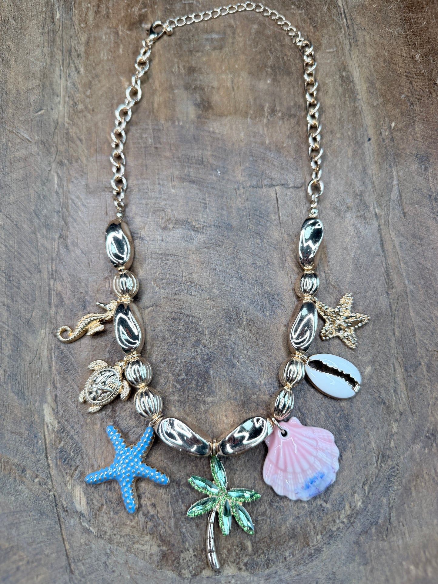 Golden Beachy Days Charm Necklace