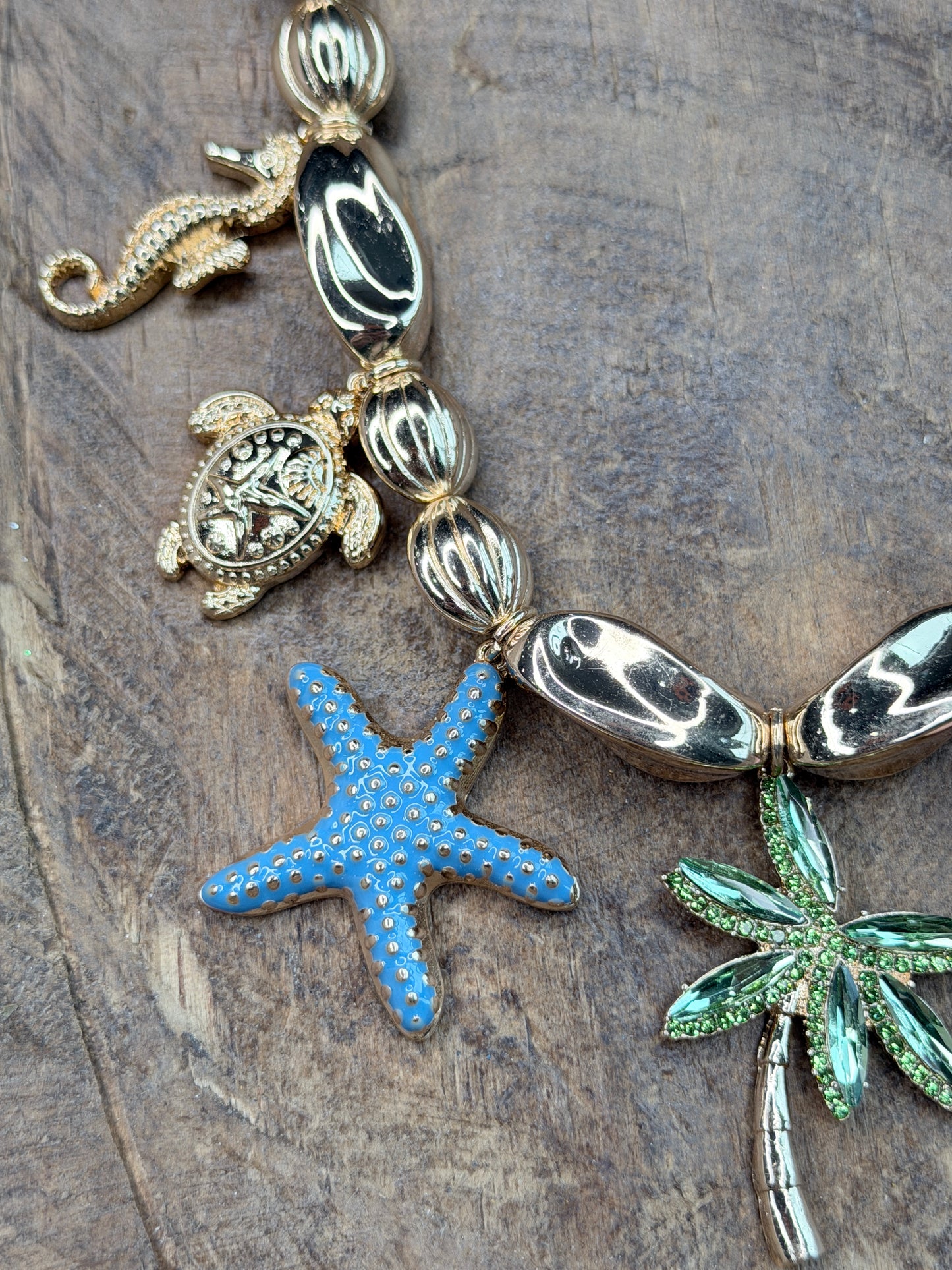Golden Beachy Days Charm Necklace